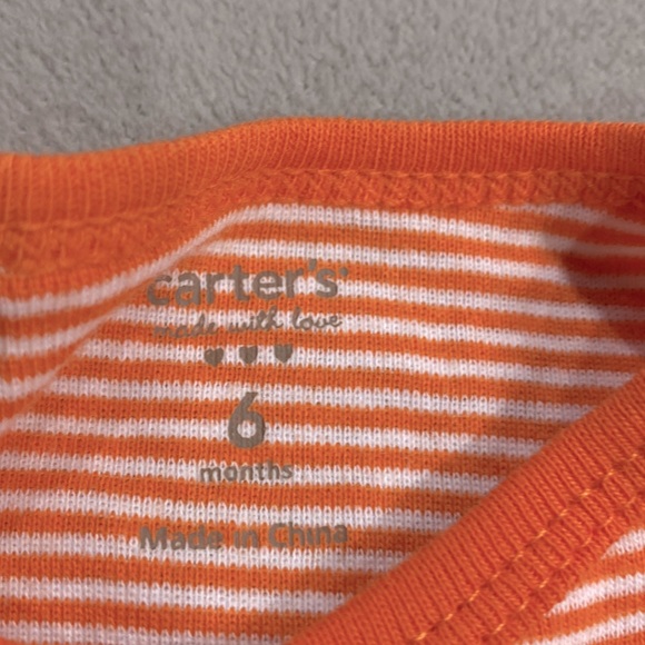 NWT Boys 6 Months Monkey Print Orange & White Romper Easy to Take On & Off  !! - Picture 4 of 6